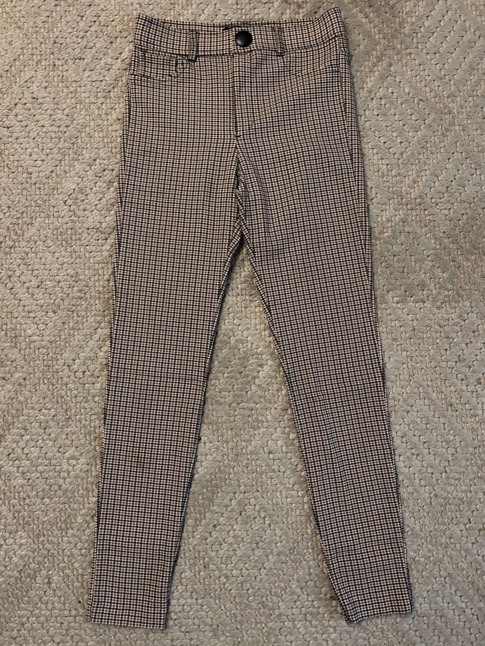 Zara Check Stretch Pants in Black and White